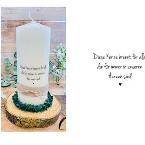 Memorial candle, mourning light, mourning candle &quot;Ted&quot; for the deceased &quot;This candle burns for all who are forever in our hearts&quot; + black heart