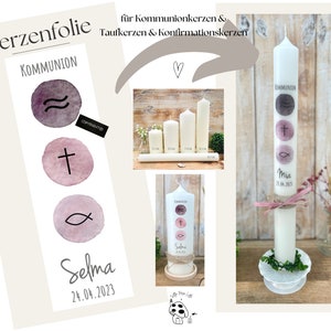 Candle foil, candle tattoo, symbols &quot;Selma&quot; * Communion candle | Baptismal candle | Confirmation candle * - Personalized DIY candle stickers