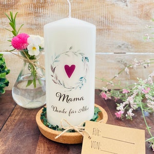 Cadeau Fête des Mères * Fête des Mères bougie feuille couronne coeur "Maman merci pour tout" *