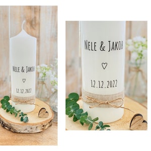 Wedding candle name heart jute black pure rustic simple * Nele *
