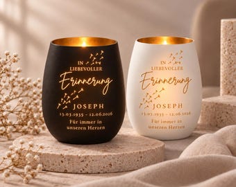 Personalized memorial candle "In loving memory" with name & date | Remembrance candle for the deceased | Mourning candle