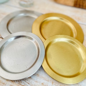 Candle holder candle coaster candle holder “Ulla” round made of metal in silver or gold