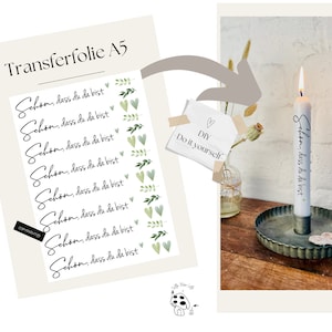 Tatuaje de vela de papel de aluminio "2003 Es bueno que estés aquí" corazón acuarela - verde | Regalo para invitados | Decoración de mesa | Velas de palo de bricolaje