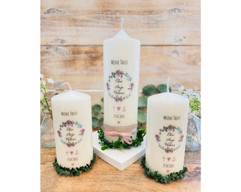 Godparent candle for baptism, communion, confirmation – gift for godparents, grandparents & friends – personalized with back print