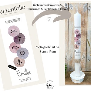 Candle foil candle tattoo symbols "Emilia" * Communion candle | Baptism candle | Confirmation candle * - candle sticker personalized DIY