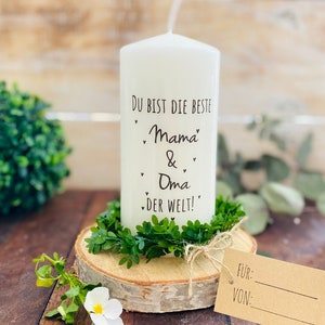 Moederdagcadeau * Moederdagkaars * “Je bent de beste mama en oma ter wereld * Hartjes voor mama en oma - kleinkinderen