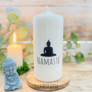 Geschenk Kerze &quot; Buddha namasté &quot; Meditationskerze Yogakerze schwarz Yoginis Yogis Yoga