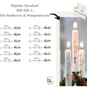 Christmas digital download PDF file candle stickers candle tattoo candle file waterslide film Advent candles calendar candles stick candles