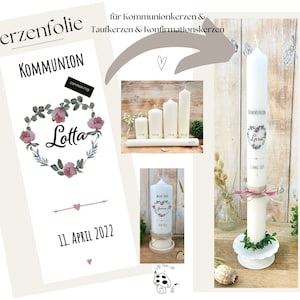 Candle foil candle tattoo &quot;Lotta Heart&quot; * Communion candle | Baptismal candle | Confirmation candle * - Personalized DIY candle sticker