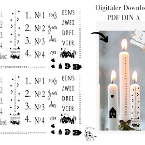 Christmas digital download PDF file candle sticker candle tattoo candle file waterslide Advent candles calendar candles instant print
