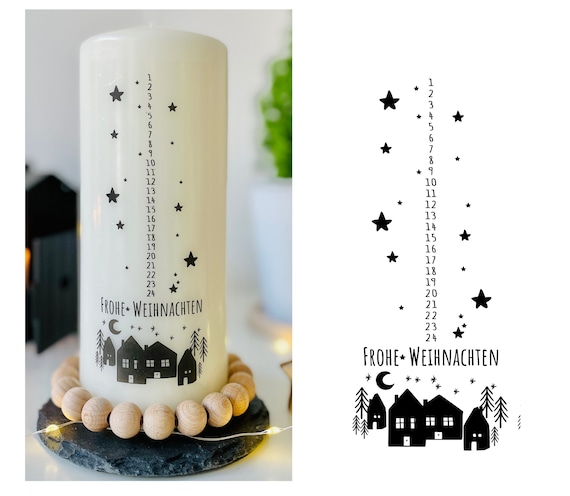 Adventskerze 1–24 • Adventskalender Kerze • Deko Kerze Advent - Kalenderkerze skandinavisch Weihnachten * Alvena 3 * schwarz