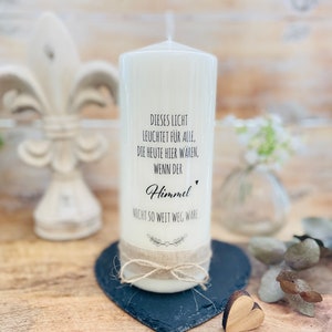 Memorial candle mourning light mourning candle Franz deceased This light shines...heaven would not be so far away stamp heart branches 20/8 cm