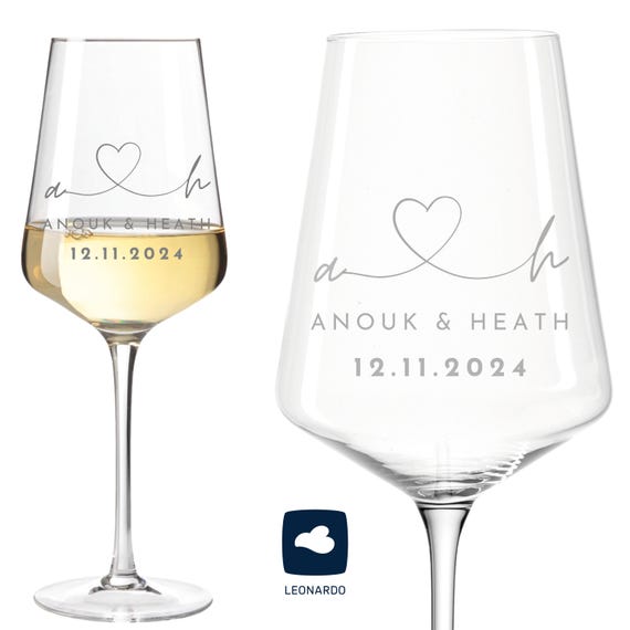 Set Di 2 Bicchieri Da Vino Leonardo Con Incisione Personalizzata