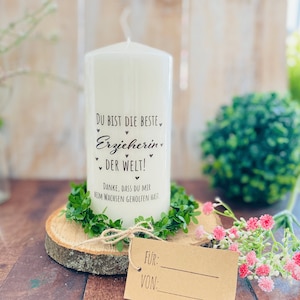 Cadeau personnalisé bougie d'adieu à la garderie * Vous êtes le meilleur éducateur du monde * Merci de m'avoir aidé à grandir ERKE1