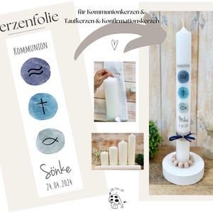 Candle foil, candle tattoo, Christian symbols &quot;Sönke&quot; * Communion candle | Baptismal candle | Confirmation candle * - Personalized DIY candle stickers