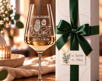 Personalized wine glass with engraving, 560 ml wine glass with name, gift for girlfriend, 1 glass or set of 2, Leonardo Puccini