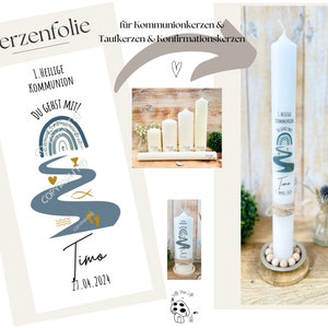 Candle foil candle tattoo You go with &quot;Timo&quot; fish | cross | gold | chalice | communion candle | christening candle - personalized candle sticker DIY