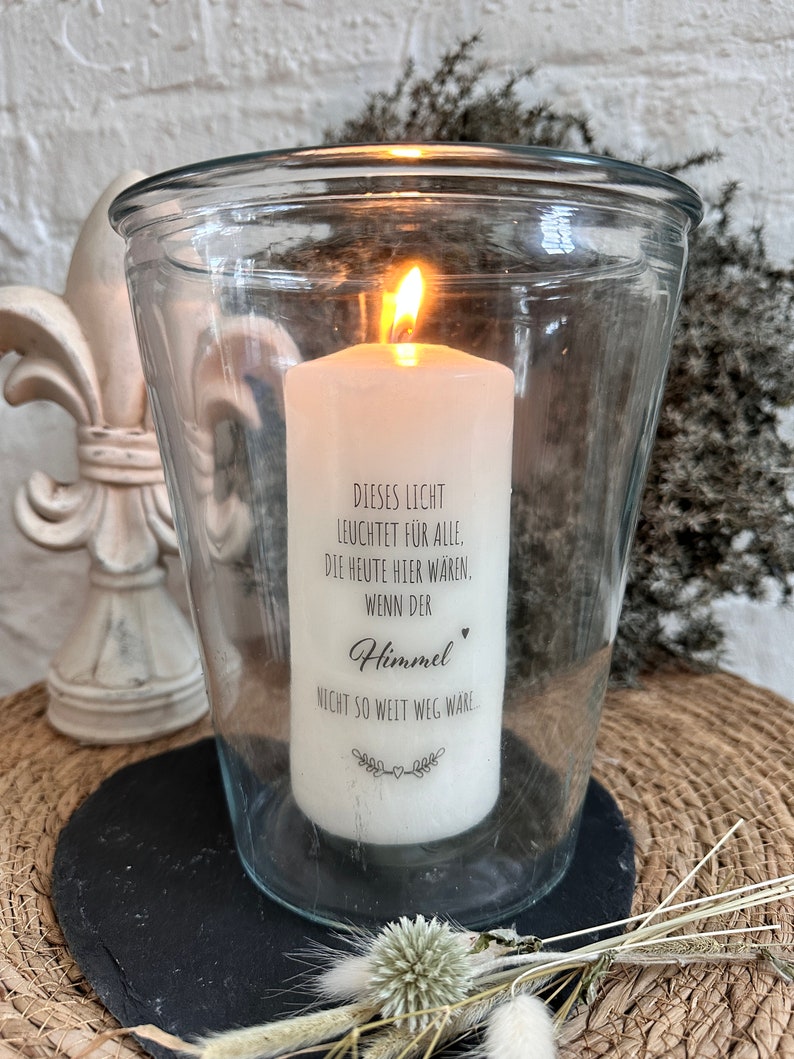 Memorial candle mourning light mourning candle Franz deceased This light shines...heaven would not be so far away stamp heart branches image 8