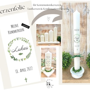 Candle foil, candle tattoo, heart wreath &quot;Luke&quot; * Communion candle | Baptismal candle | Confirmation candle * - Personalized DIY candle sticker