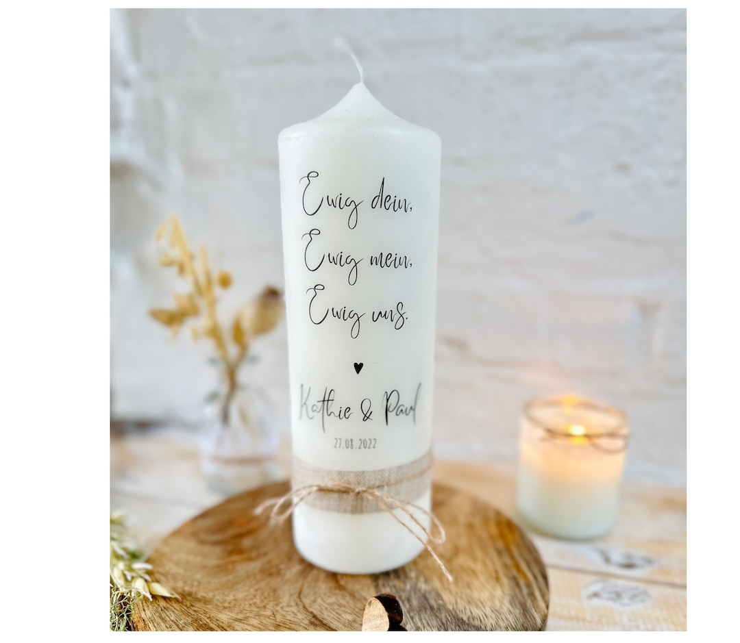 Hochzeitskerze Namen individuell Spruch Ewig mein, ewig dein, ewig uns