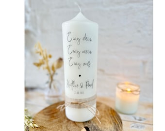 Wedding candle Wedding candle *Kathie * Forever mine, forever yours, forever us with saying & heart calligraphy black