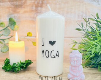 Geschenk Kerze " I love yoga " Meditationskerze Yogakerze schwarz Yoginis Yogis Yoga