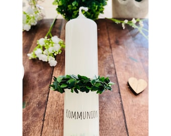 Couronne de bougies avec protection anti-gouttes pour bougies de communion, couronne de feuilles de buis, bougies de baptême, anneau de bougie, récupérateur de gouttes, vert, rustique, artificiel