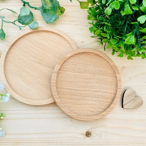 Candle coaster candle plate *Wood* wooden disc natural with edge for baptism candles modern classic simple minimalist, retro round