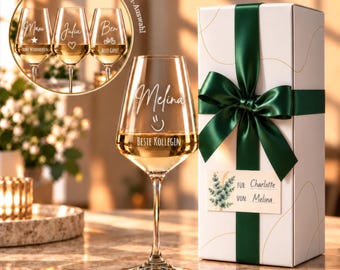 Personalisiertes Leonardo Weinglas mit Gravur & Geschenkbox Name, Motiv und Wunschtext | Geschenk für Frau, Freundin, Kollegin, Weihnachten