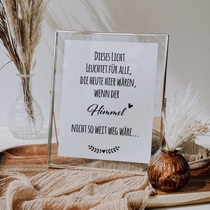 Aufsteller| Schild | Poster "Ahorn" Ausdruck | Print Erinnerung Verstorbenen Hochzeit | Taufe Kommunion | Geburtstag | Lieferung OHNE Rahmen