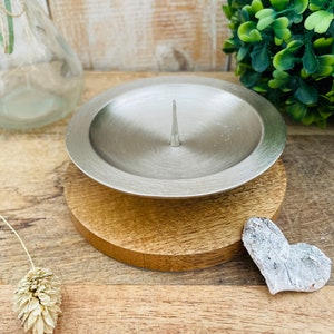 Candle holder candle coaster candlestick &quot;Tramp&quot; accessories for 30/6 cm communion candles baptism candles vintage rustic silver wood