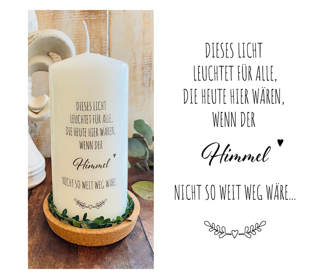 Gedenkkerze Trauerlicht Trauerkerze Franz Etsy.de