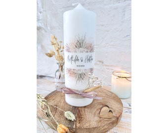 Wedding candle "Mathilde" Boho | wreath | flowers | beige | old pink