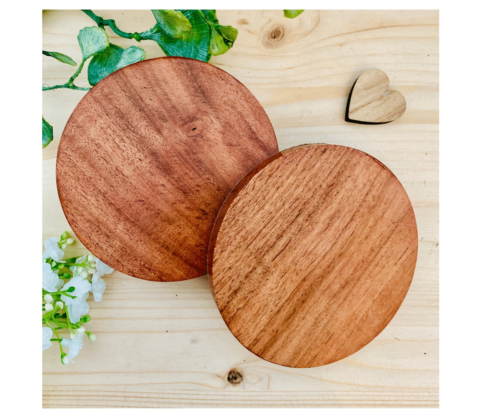 Candle coasters Candle plate wood brown/reddish wooden disc Etsy