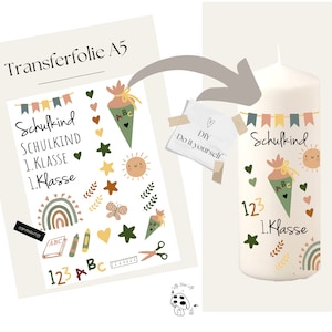 Candle foil candle tattoo &quot;4004 school child boho&quot; school enrollment school cone 1st grade | gift | table decoration | stick candles pillar candles diy