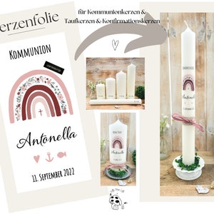 Candle foil, candle tattoo, rainbow &quot;Antonella&quot; * Communion candle | Baptismal candle | Confirmation candle * - Personalized DIY candle sticker