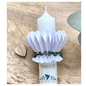 Drip protection SET paper sleeve white with leaf band accessory set communion candle / baptism candle ONLY FOR 4 cm diameter candles leaf wreath