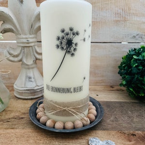 Memorial candle mourning light mourning candle Jeff dandelion The memory remains stamp saying image 4