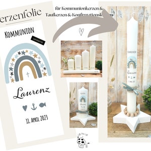Candle foil, candle tattoo, rainbow &quot;Laurenz&quot; * Communion candle | Baptismal candle | Confirmation candle * - Personalized candle sticker DIY