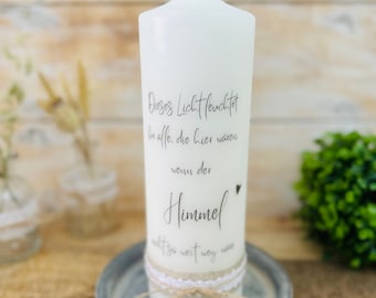 Memorial candle mourning light mourning candle "Ciel" deceased "This light shines...heaven would not be so far away" heart