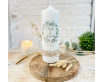 Wedding candle "Claudia" wreath | Leaf wreath | Flower wreath | Eucalyptus calligraphy with jute + rustic cord