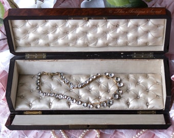 Antique Napoleon III Marquetry Jewelry Box, Ivory Tufted Silk Interior