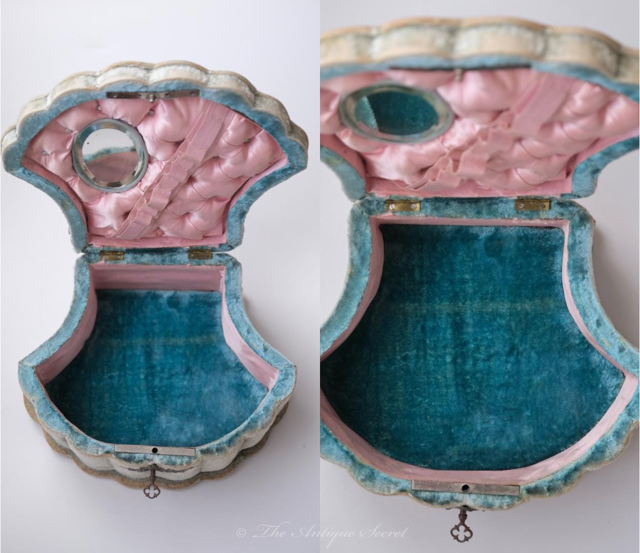 Victorian Scallop Shell Jewelry Box – Antique Tufted Silk Sewing Box - Etsy