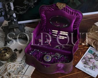 SOLD Antique Victorian Boudoir Box, Purple Velvet, Art Nouveau Ornaments