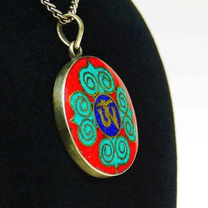 Pendant Buddha jewelry Nepal India jewelry pendant mandala colorful round a82