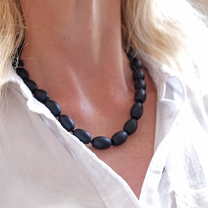 Necklace Gemstone Serpentine Black Matt Pearls Gift Ladies Afghan 24