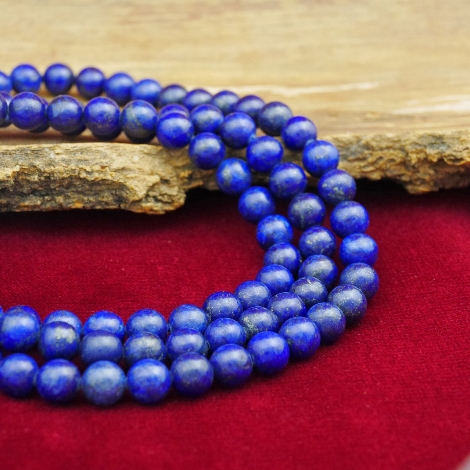 Collana Mala Lapislazzuli 108 Perle 8 Mm – Preghiera Buddista Tibetana, Blu Naturale AAA