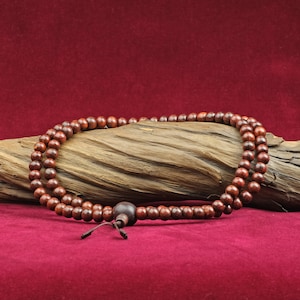 Mala Sandalwood Beads 8.5 mm Buddhist Prayer Beads 108 Buddhism, Meditation Buddha Handmade Precious Wood Necklace Round Nepal Beads