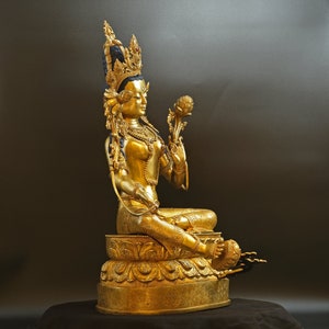 Grüne Tara Statue Buddha Top Qualität Buddhismus Nepal 15 Kg Bild 5