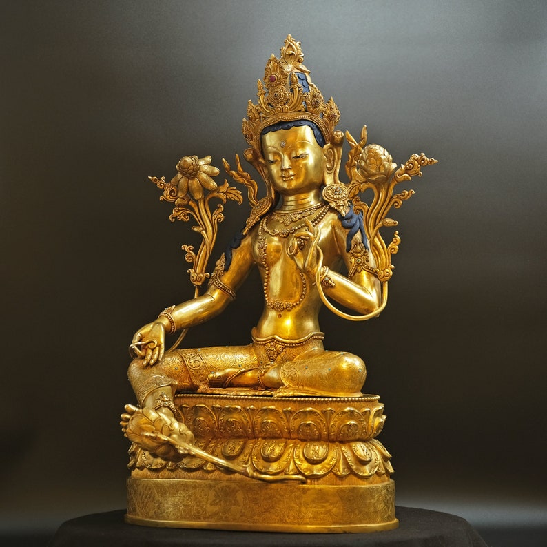 Grüne Tara Statue Buddha Top Qualität Buddhismus Nepal 15 Kg Bild 2